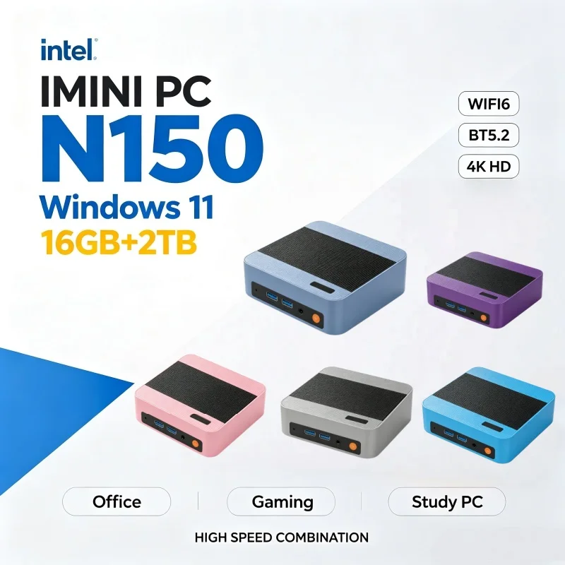 Home Office Windows 11 - Intel N150 Multicolored Mini PC Desktop