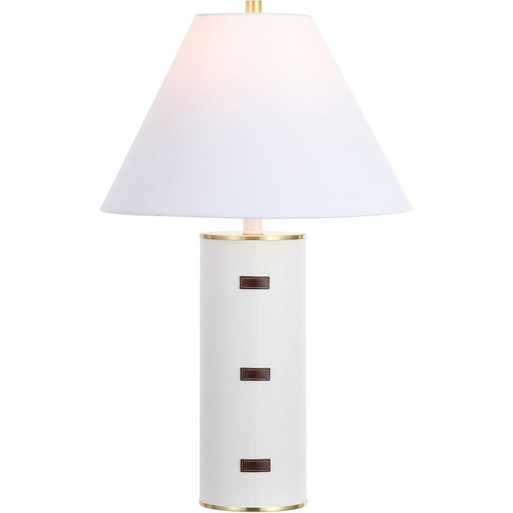 Home Office In Living Room - 27-inch LED Table Lamp - White/Brown/Brass