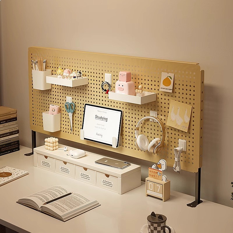 Home Office In Living Room - Vertical Pegboard Desk Organizer Adjustable Standing