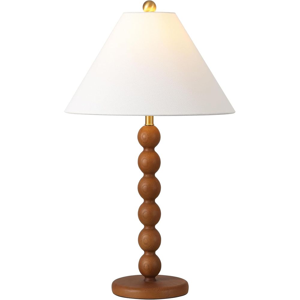 Home Office In Living Room - Natural Brown Resin Stacked Ball Table