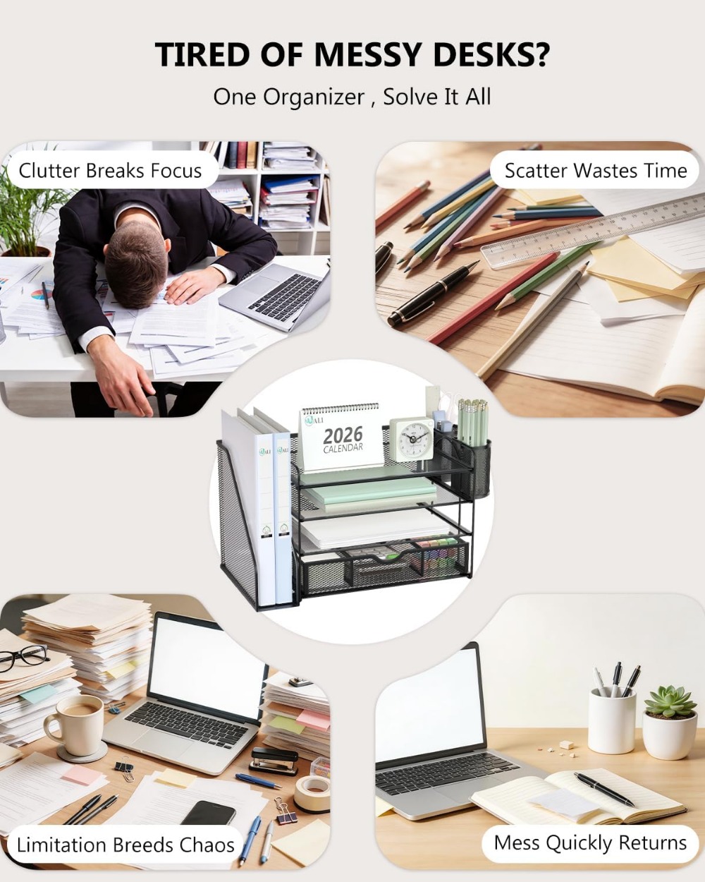 4-Tier Desktop File Organizer  - Office Drawer Organizer 评论和价格