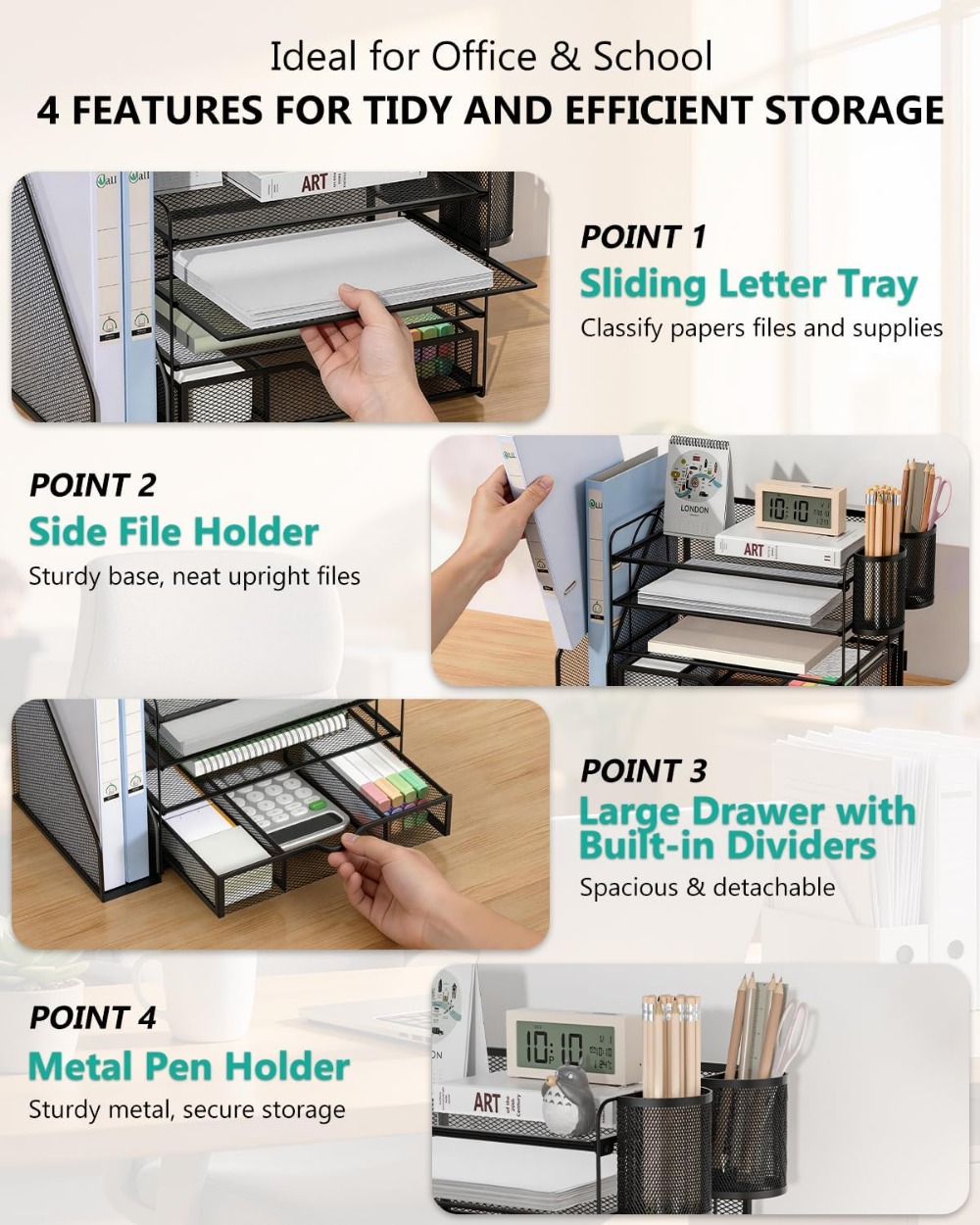 4-Tier Desktop File Organizer  - Office Drawer Organizer 评论和价格
