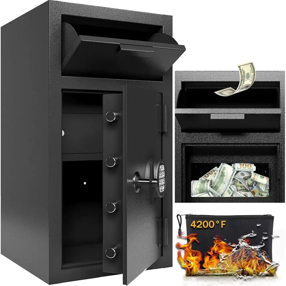 Waterproof Cash Drop Safe Box  - Home Office Travel Document 评论和价格