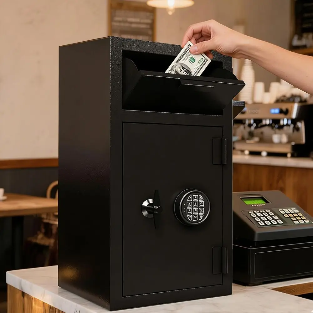 Waterproof Cash Drop Safe Box  - Home Office Travel Document 评论和价格
