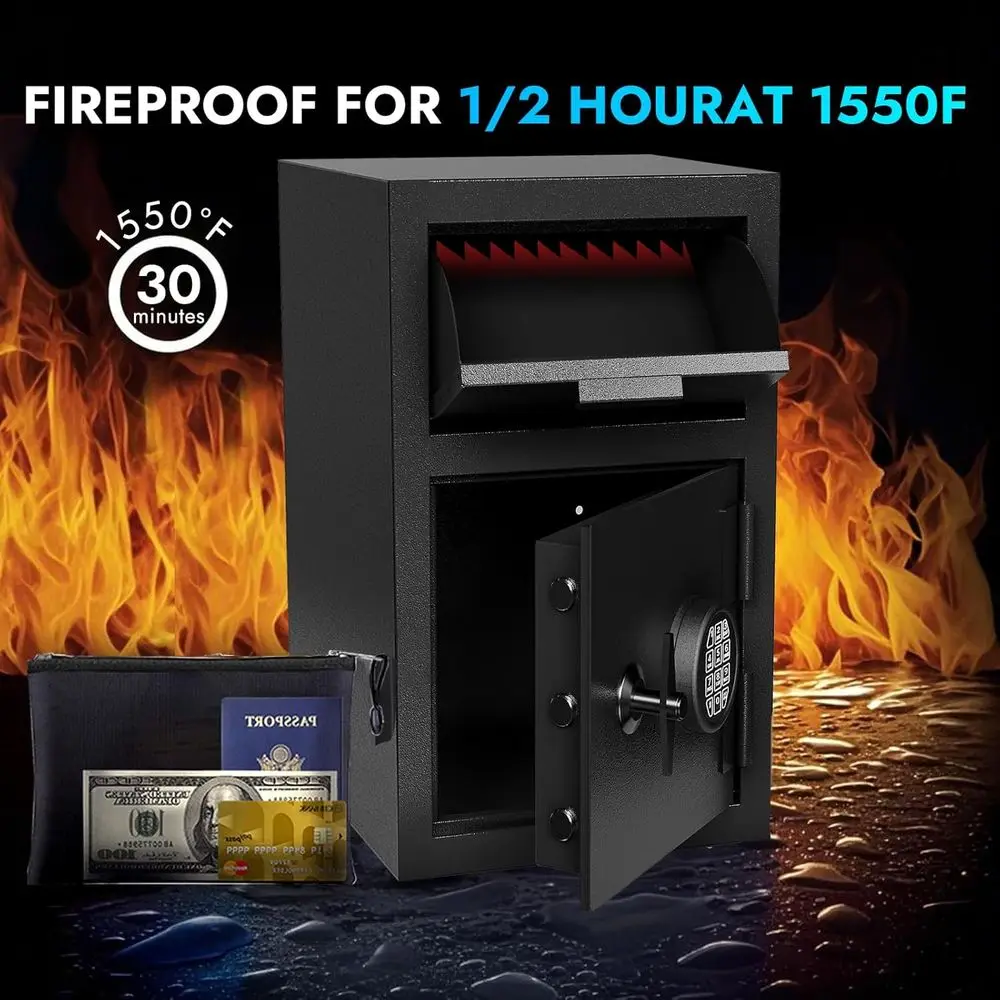Waterproof Cash Drop Safe Box  - Home Office Travel Document 评论和价格