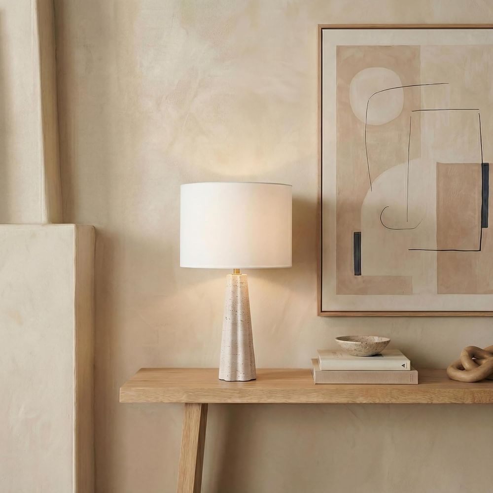25-inch Travertine/White Table - Home Office In Living Room 评论和价格