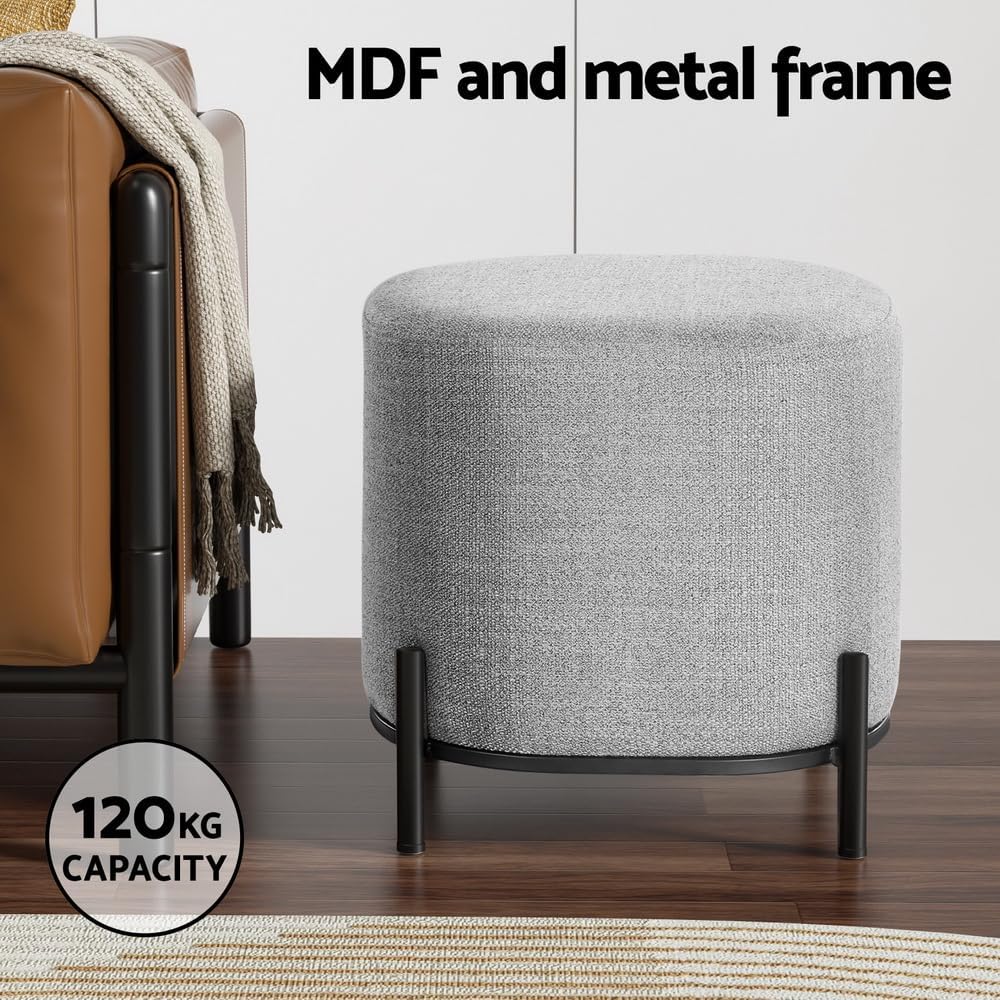 **/Ottoman, Round Footstool Lo - Home Office In Living Room 评论和价格