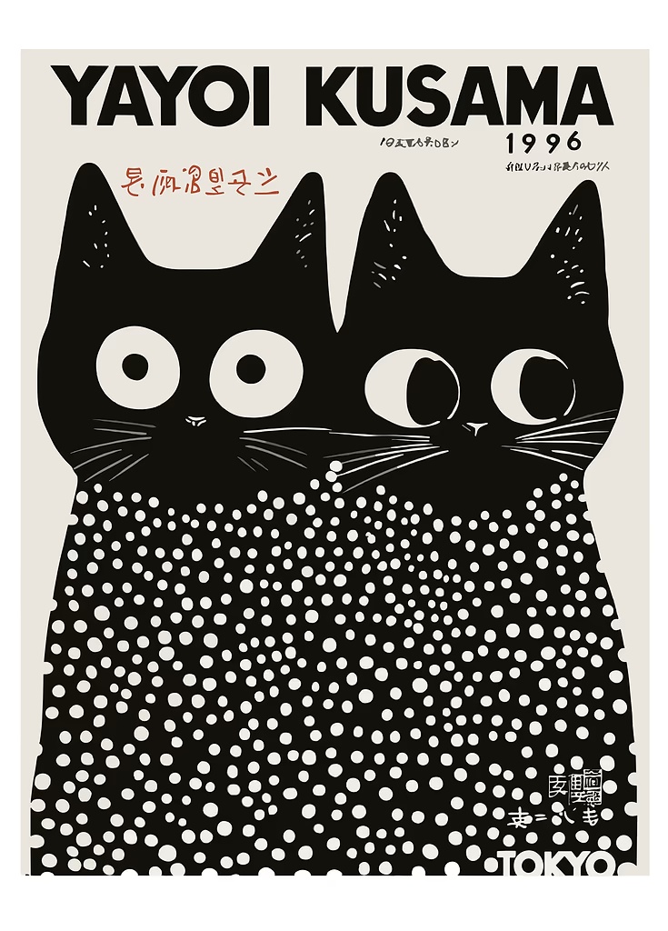 Yayoi Kusama Black Cats Series - Home Office In Living Room 评论和价格