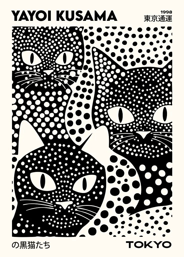 Yayoi Kusama Black Cats Series - Home Office In Living Room 评论和价格