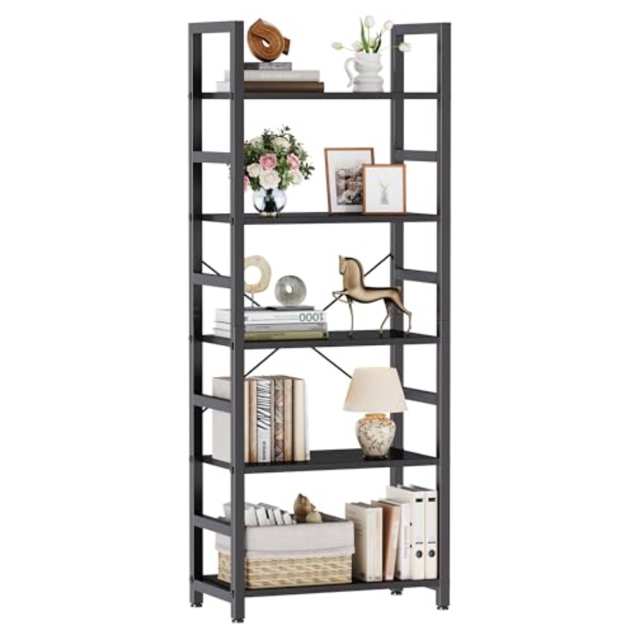 5-Tier Bookshelf, Modern Tall  - Home Office In Living Room 评论和价格