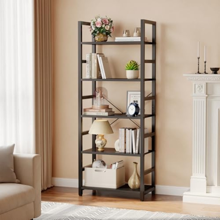5-Tier Bookshelf, Modern Tall  - Home Office In Living Room 评论和价格