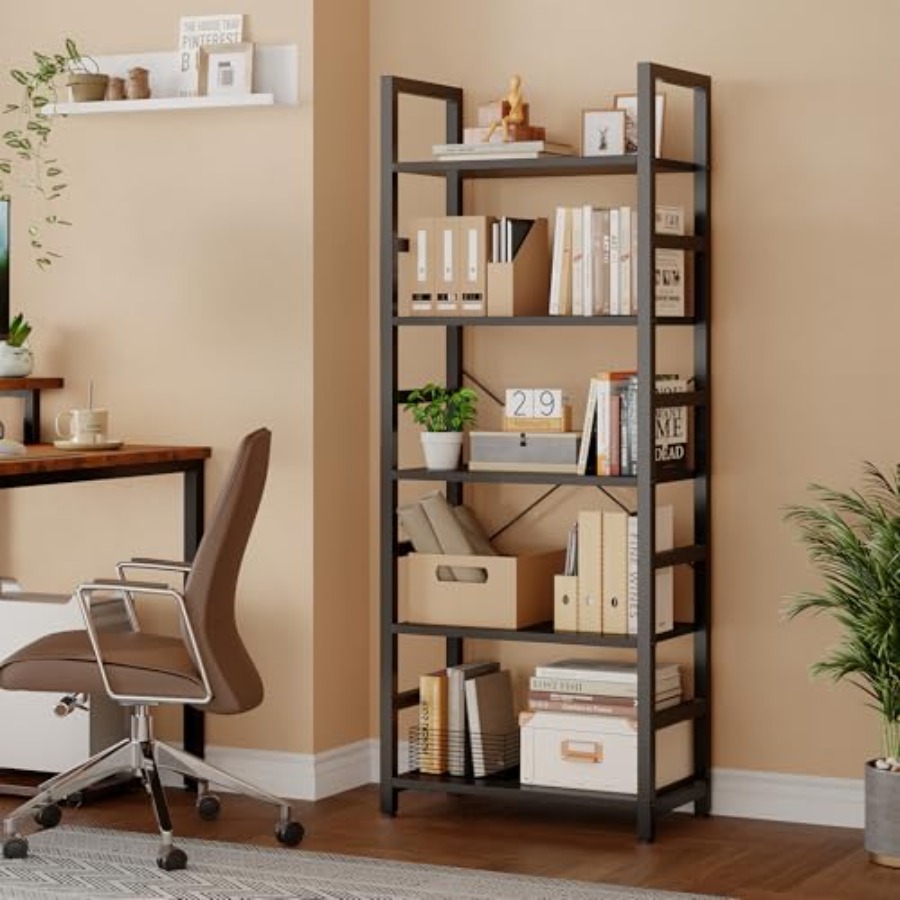 5-Tier Bookshelf, Modern Tall  - Home Office In Living Room 评论和价格