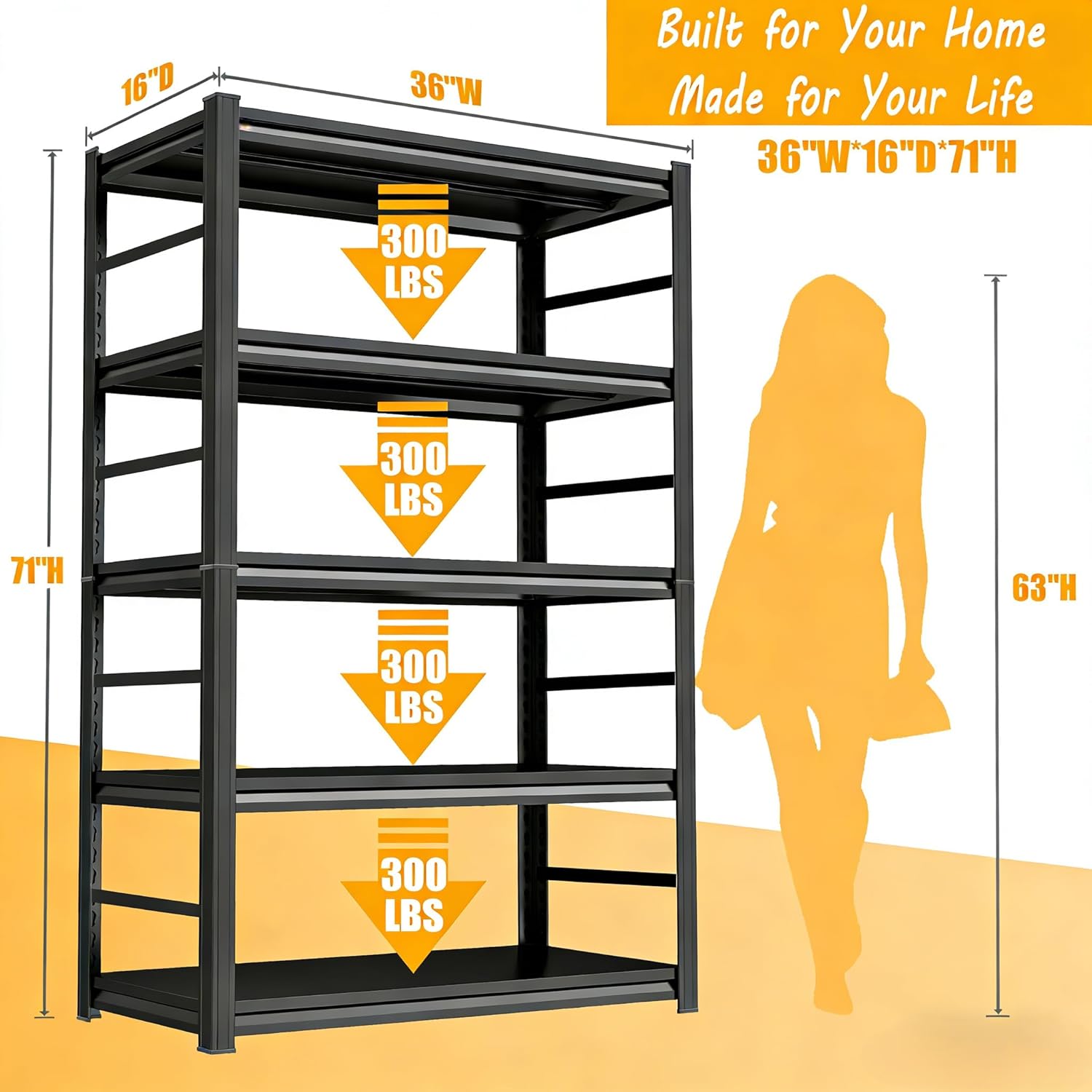 5-Tier Metal Bookshelf Tall St - Home Office 365 评论和价格
