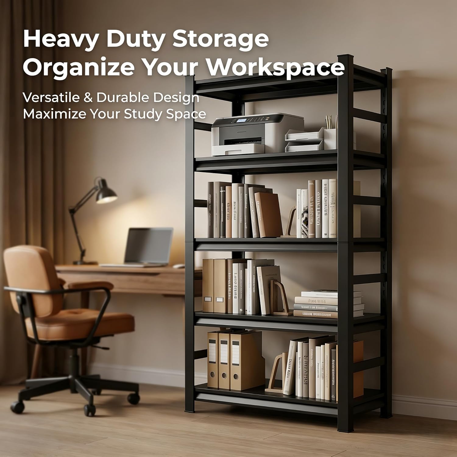 5-Tier Metal Bookshelf Tall St - Home Office 365 评论和价格