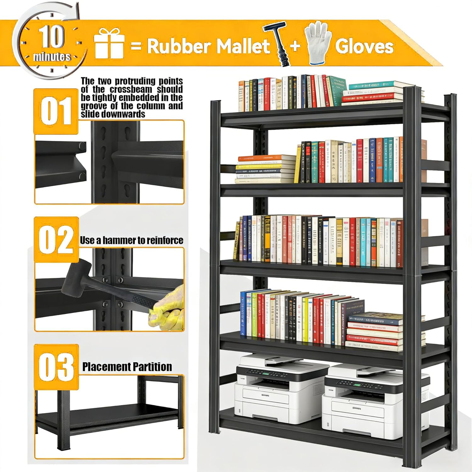 5-Tier Metal Bookshelf Tall St - Home Office 365 评论和价格