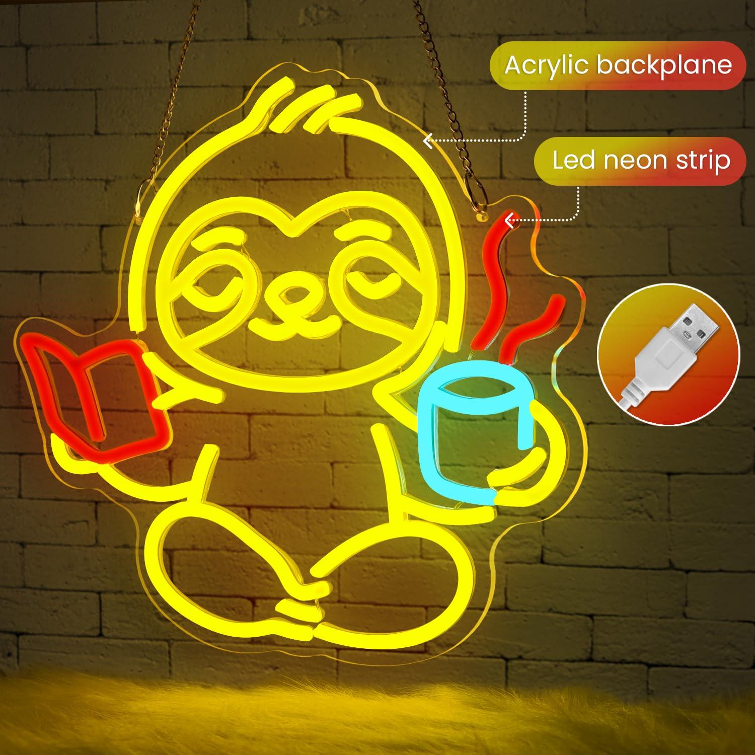 Sloth Neon Sign USB Dimmable L - Home Office In Living Room 评论和价格