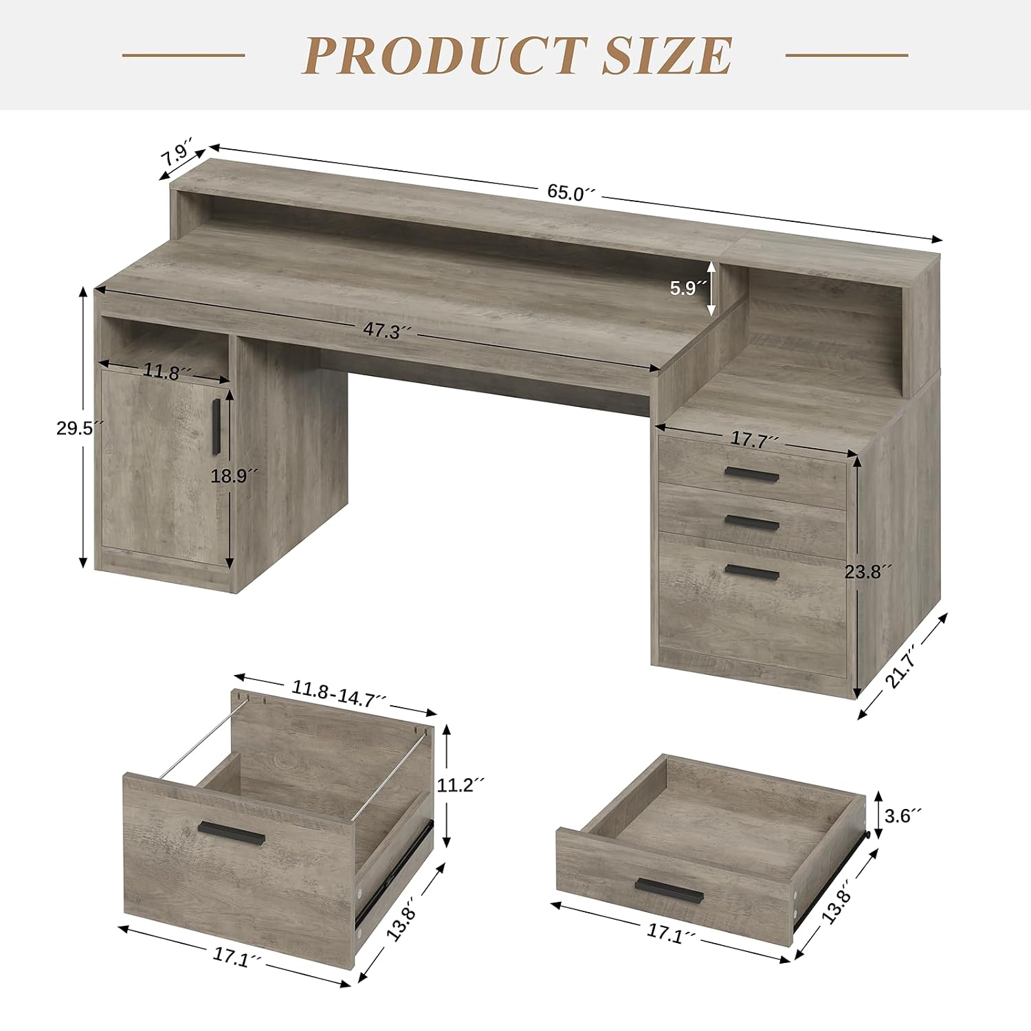 Executive Computer Desk with 3 - Home Office 365 评论和价格
