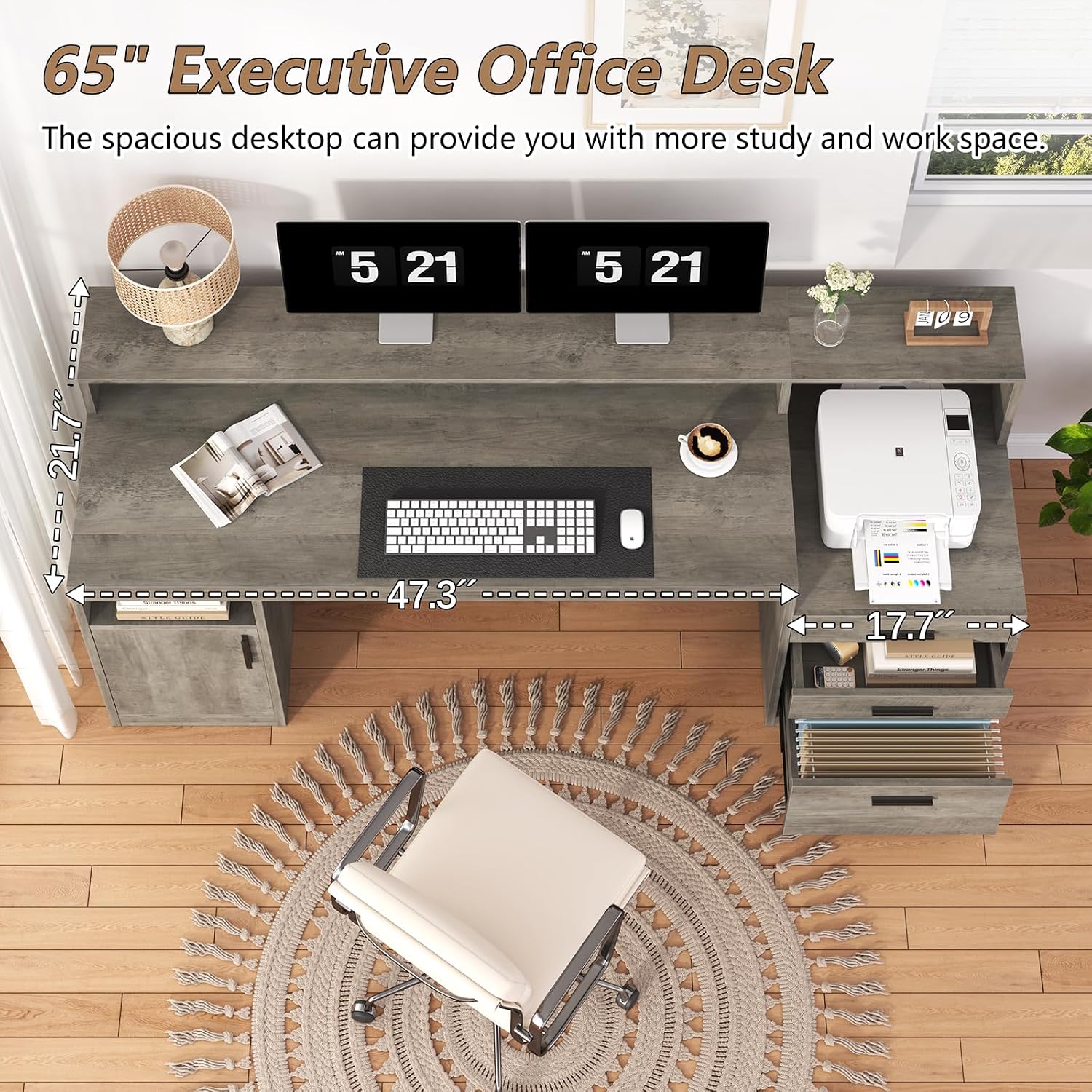 Executive Computer Desk with 3 - Home Office 365 评论和价格