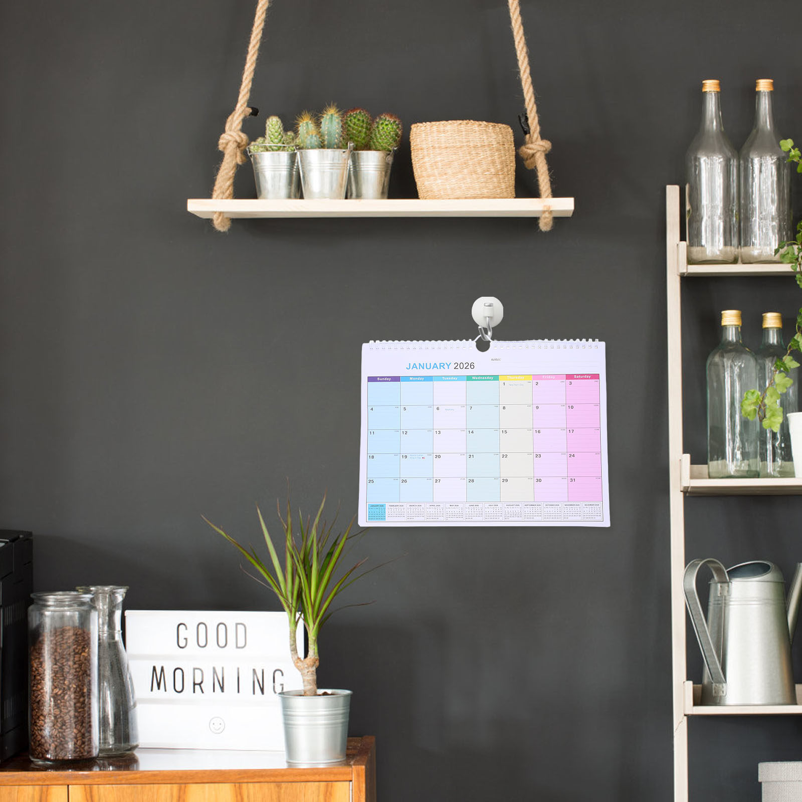 Wall Calendar 2026 2027 Hangin - Home Office Holidays 2026 评论和价格
