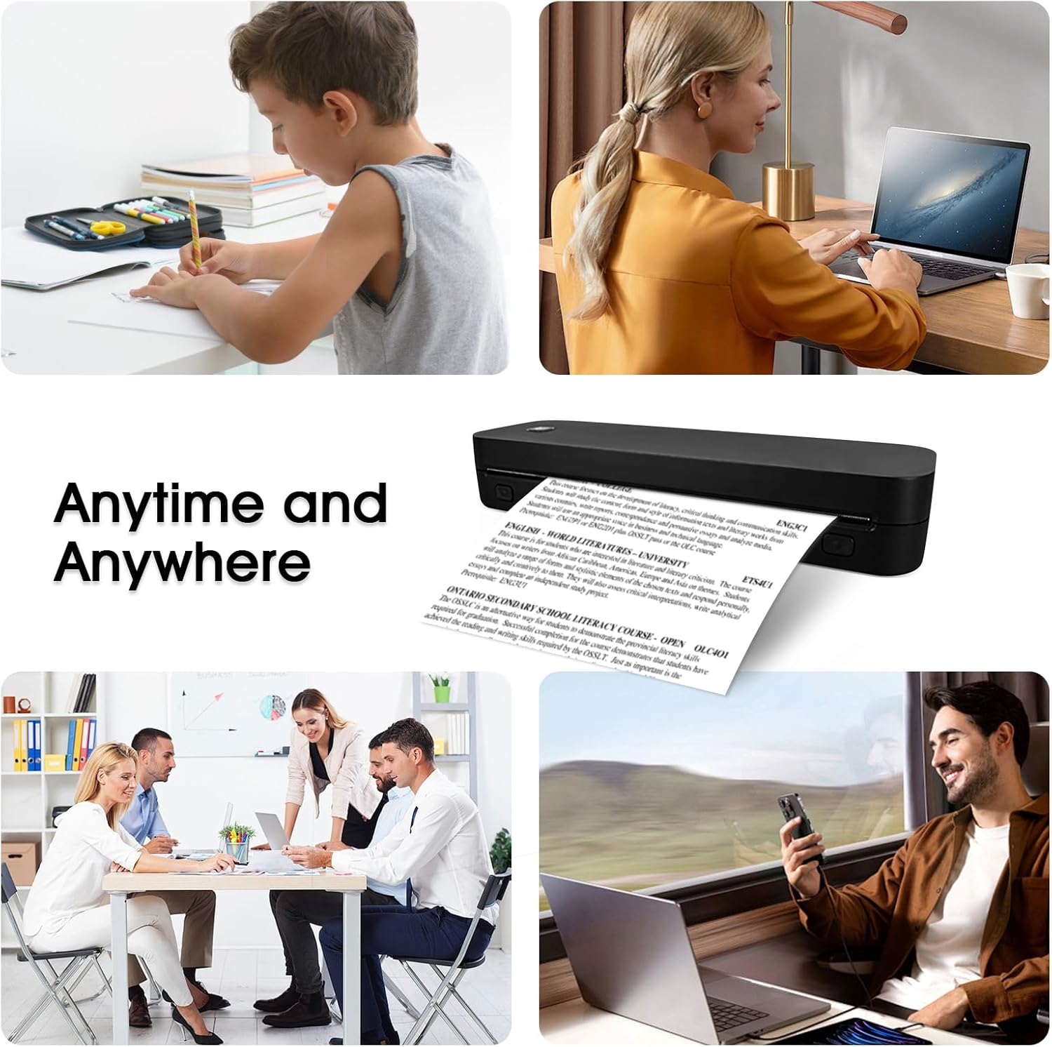 Portable A4 Thermal Printer Bl - Home Office Travel Document 评论和价格
