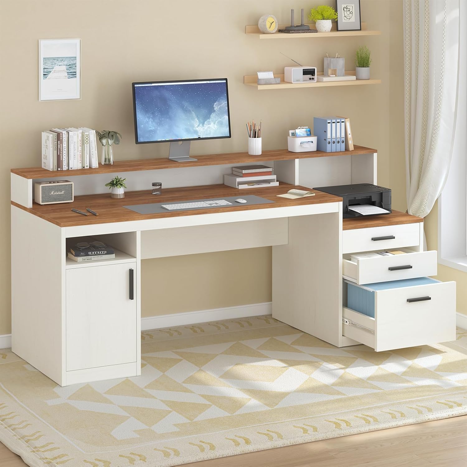 65 Inch Computer Desk with 3 D - Home Office 365 评论和价格
