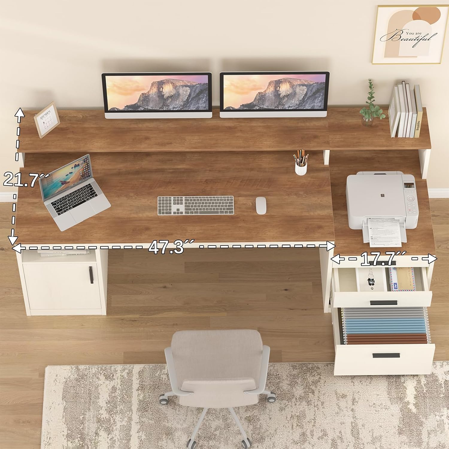 65 Inch Computer Desk with 3 D - Home Office 365 评论和价格